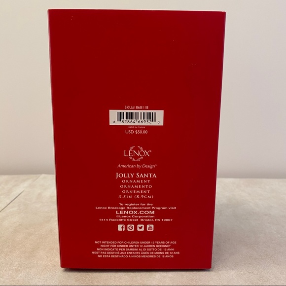 Lenox Jolly Santa Ornament - Picture 2 of 2